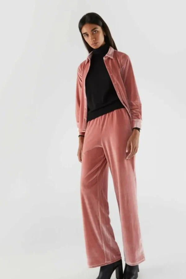 Pantalón largo elástico de terciopelo rosa-COMPAÑIAFANTASTICA Best