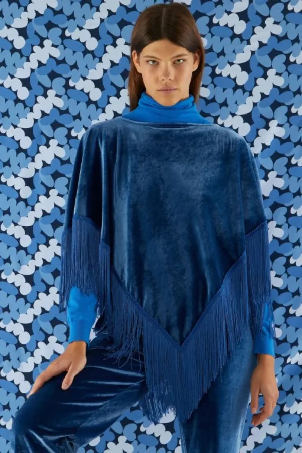 Pantalón largo elástico de terciopelo azul-COMPAÑIAFANTASTICA New