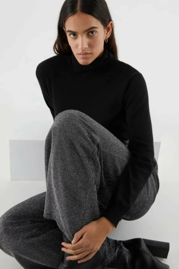 Pantalón largo recto brillante plateado-COMPAÑIAFANTASTICA Hot