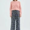 Pantalón largo recto con estampado floral-COMPAÑIAFANTASTICA Clearance