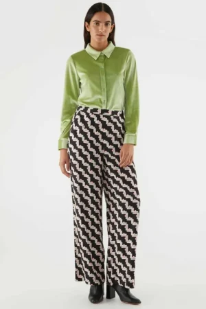 Pantalón largo recto con estampado geométrico negro-COMPAÑIAFANTASTICA Sale
