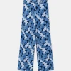 Pantalón largo recto con estampado abstracto azul-COMPAÑIAFANTASTICA New