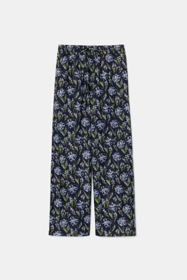 Pantalón largo recto con estampado floral-COMPAÑIAFANTASTICA Clearance