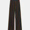 Pantalón largo recto con estampado de rayas multicolor-COMPAÑIAFANTASTICA Store