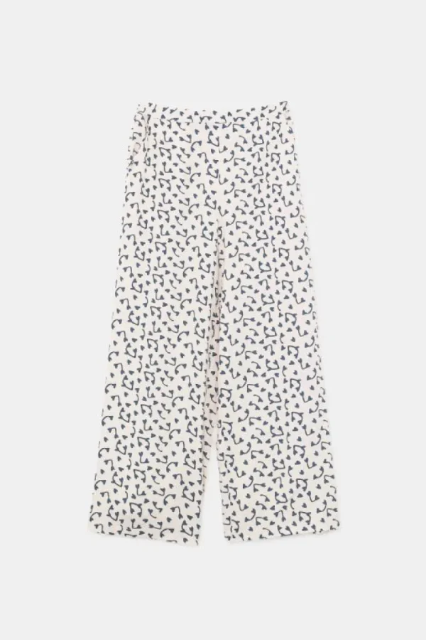 Pantalón largo recto con estampado de corazones-COMPAÑIAFANTASTICA Sale