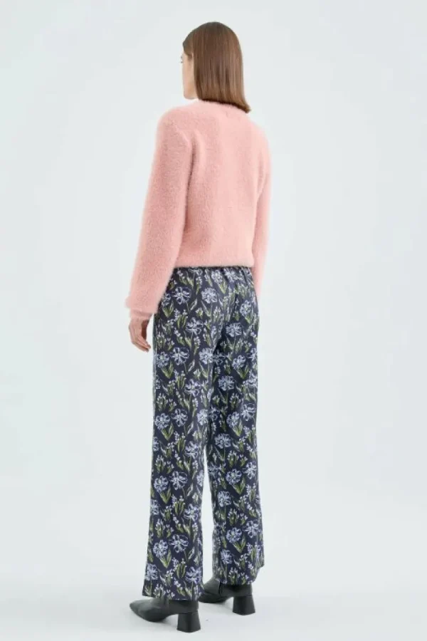 Pantalón largo recto con estampado floral-COMPAÑIAFANTASTICA Clearance