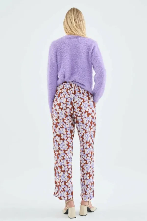 Pantalón largo recto con estampado de flores-COMPAÑIAFANTASTICA Fashion