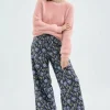 Pantalón largo recto con estampado floral-COMPAÑIAFANTASTICA Clearance