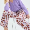 Pantalón largo recto con estampado de flores-COMPAÑIAFANTASTICA Fashion