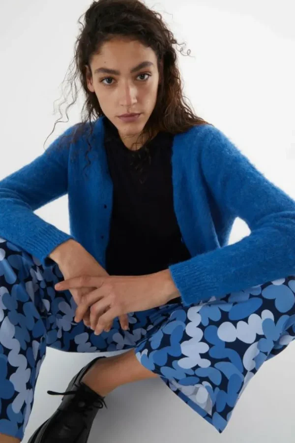 Pantalón largo recto con estampado abstracto azul-COMPAÑIAFANTASTICA New