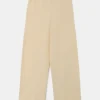 Pantalón largo recto de punto beige-COMPAÑIAFANTASTICA Shop