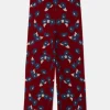 Pantalón largo recto de punto con estampado floral rojo-COMPAÑIAFANTASTICA Best Sale