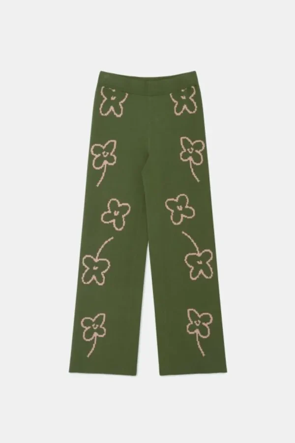 Pantalón largo recto de punto con estampado de flores-COMPAÑIAFANTASTICA Best