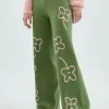 Pantalón largo recto de punto con estampado de flores-COMPAÑIAFANTASTICA Best