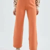 Pantalón largo recto de punto naranja-COMPAÑIAFANTASTICA Outlet