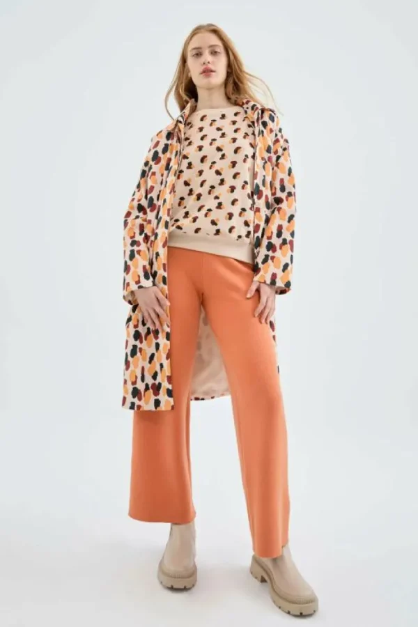 Pantalón largo recto de punto naranja-COMPAÑIAFANTASTICA Outlet