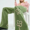 Pantalón largo recto de punto con estampado de flores-COMPAÑIAFANTASTICA Best