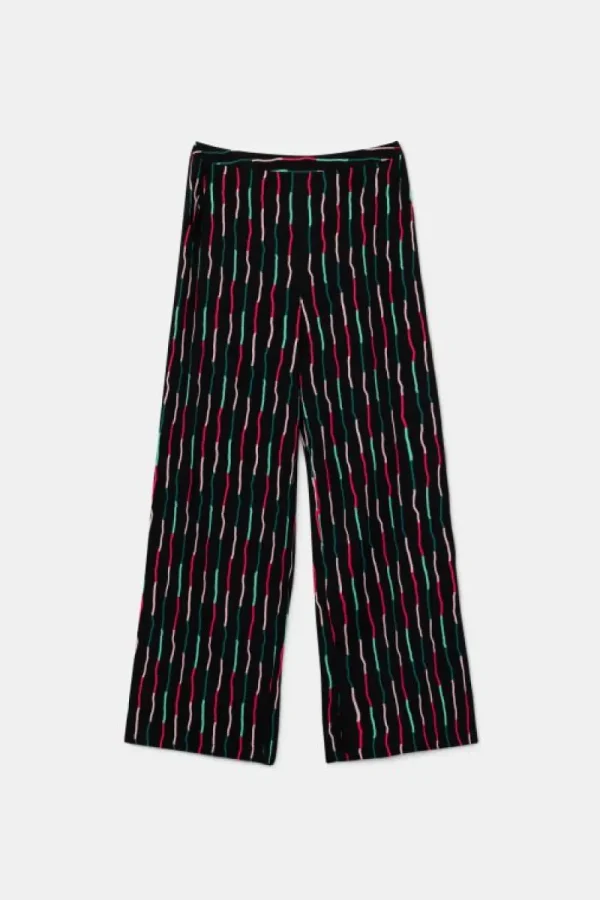 Pantalón largo recto de traje con estampado de rayas negro-COMPAÑIAFANTASTICA Online