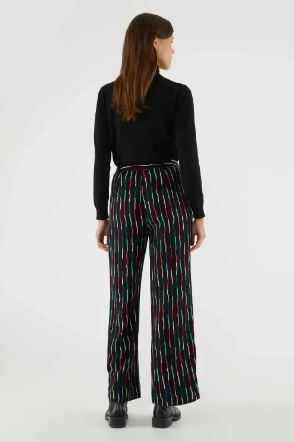 Pantalón largo recto de traje con estampado de rayas negro-COMPAÑIAFANTASTICA Online