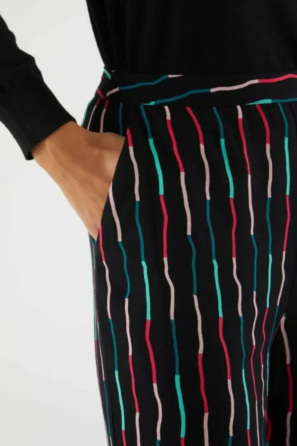 Pantalón largo recto de traje con estampado de rayas negro-COMPAÑIAFANTASTICA Online