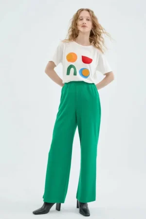 Pantalón largo recto fluido verde-COMPAÑIAFANTASTICA Flash Sale