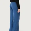Pantalón recto de punto azul-COMPAÑIAFANTASTICA Online