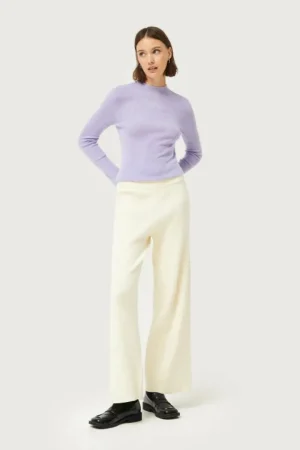 Pantalón recto de punto blanco-COMPAÑIAFANTASTICA Store