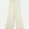 Pantalón recto de punto blanco-COMPAÑIAFANTASTICA Store