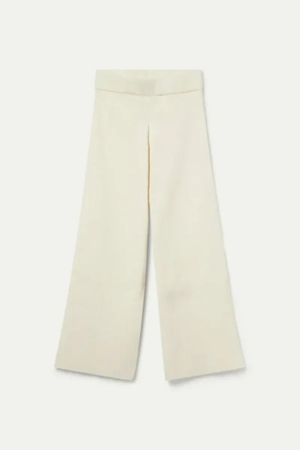 Pantalón recto de punto blanco-COMPAÑIAFANTASTICA Store
