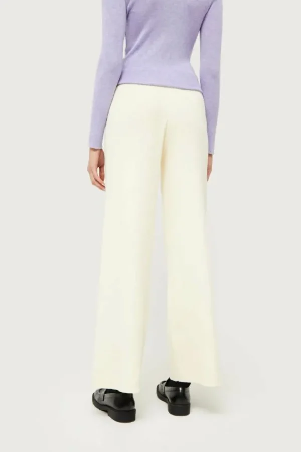 Pantalón recto de punto blanco-COMPAÑIAFANTASTICA Store