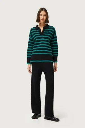 Pantalón recto de punto negro-COMPAÑIAFANTASTICA Cheap