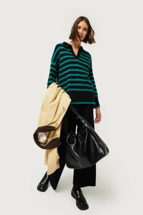 Pantalón recto de punto negro-COMPAÑIAFANTASTICA Cheap