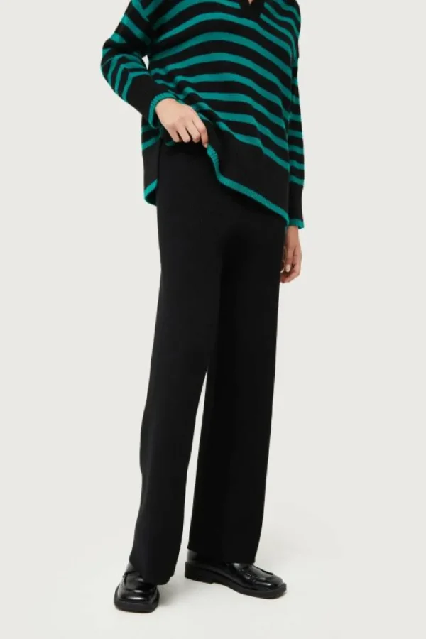 Pantalón recto de punto negro-COMPAÑIAFANTASTICA Cheap