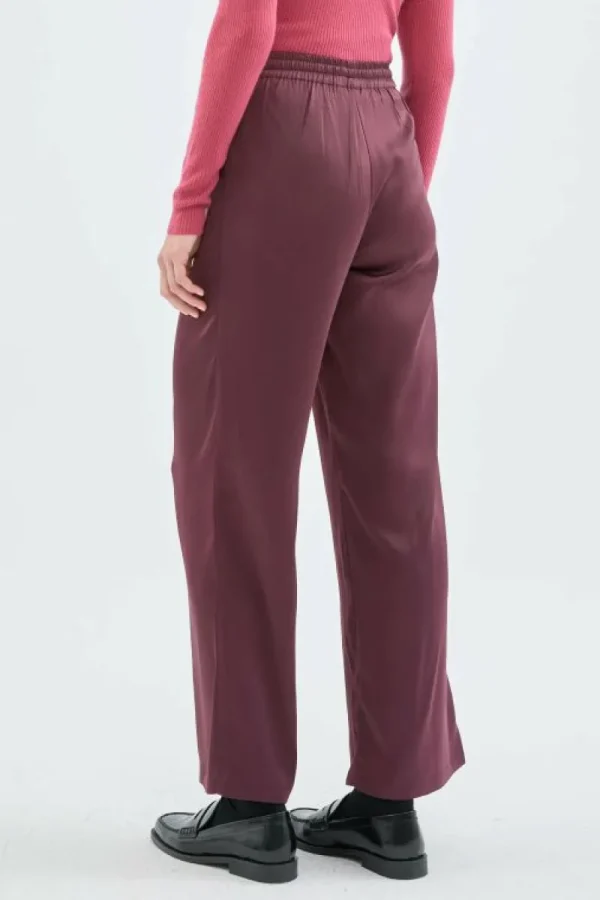 Pantalón satinado con cintura elástica morado-COMPAÑIAFANTASTICA Store