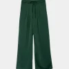 Pantalón satinado con cintura elástica verde-COMPAÑIAFANTASTICA Best