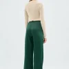 Pantalón satinado con cintura elástica verde-COMPAÑIAFANTASTICA Best