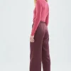 Pantalón satinado con cintura elástica morado-COMPAÑIAFANTASTICA Store