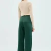 Pantalón satinado con cintura elástica verde-COMPAÑIAFANTASTICA Best
