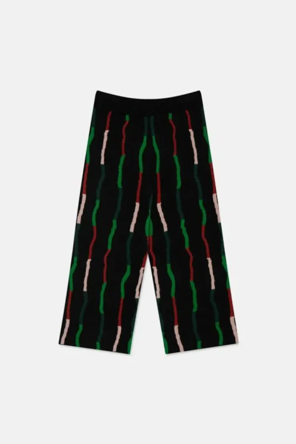 Pantalón unisex de punto con estampado de rayas negro-MINI Cheap