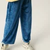 Pantalón unisex en terciopelo azul-MINI Best Sale