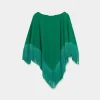 Poncho con flecos verde-COMPAÑIAFANTASTICA Hot