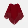 Poncho de niña con flecos granate-MINI Hot