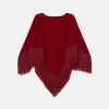 Poncho de niña con flecos granate-MINI Hot