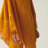 Poncho de niña con flecos amarillo-MINI Sale