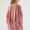 Poncho de terciopelo con flecos rosa-COMPAÑIAFANTASTICA Shop