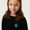 Sudadera de niña con parche de flor negra-MINI Clearance