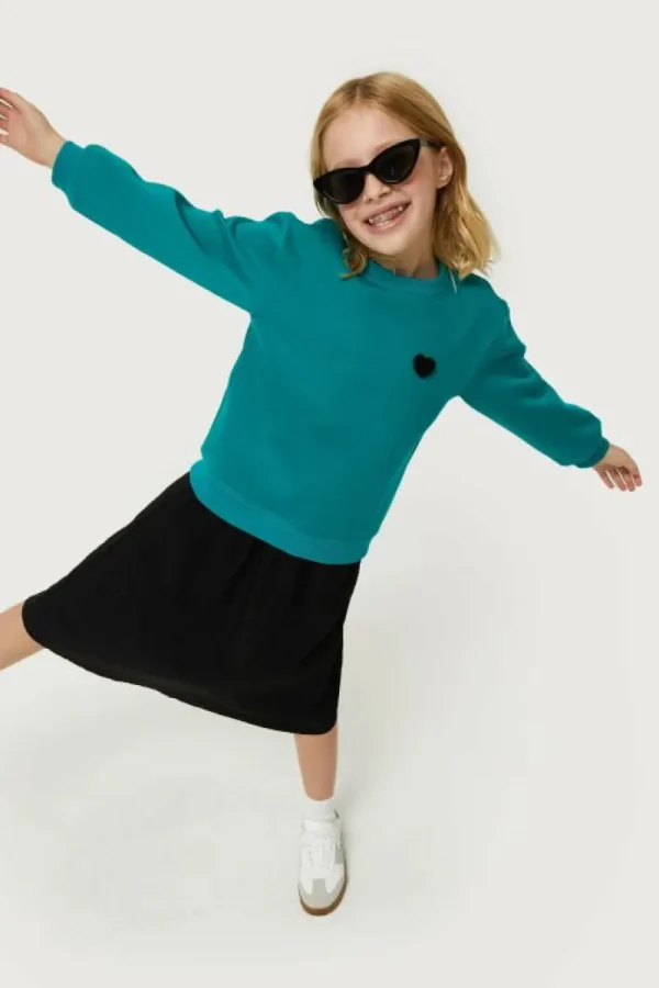 Sudadera de niña con parche de corazón azul-MINI Outlet