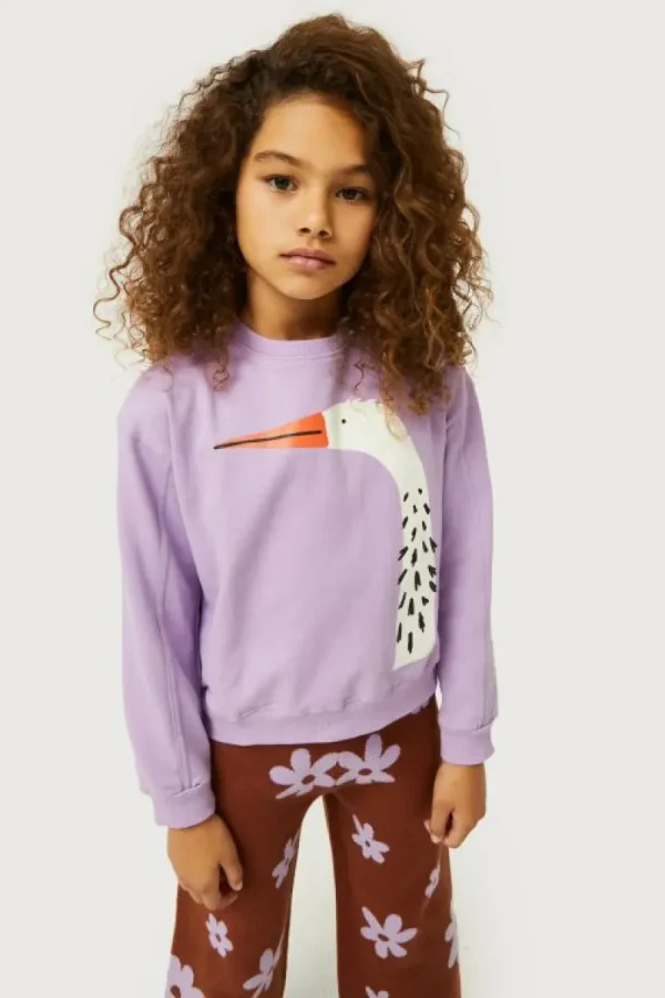 Sudadera de niña con print de garza-MINI Clearance
