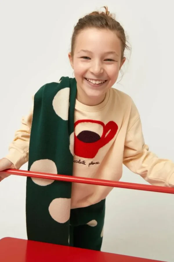 Sudadera de niña con print de café blanco crema-MINI New