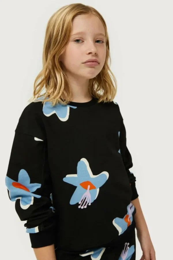 Sudadera de niña estampado floral Calatea negro-MINI Shop